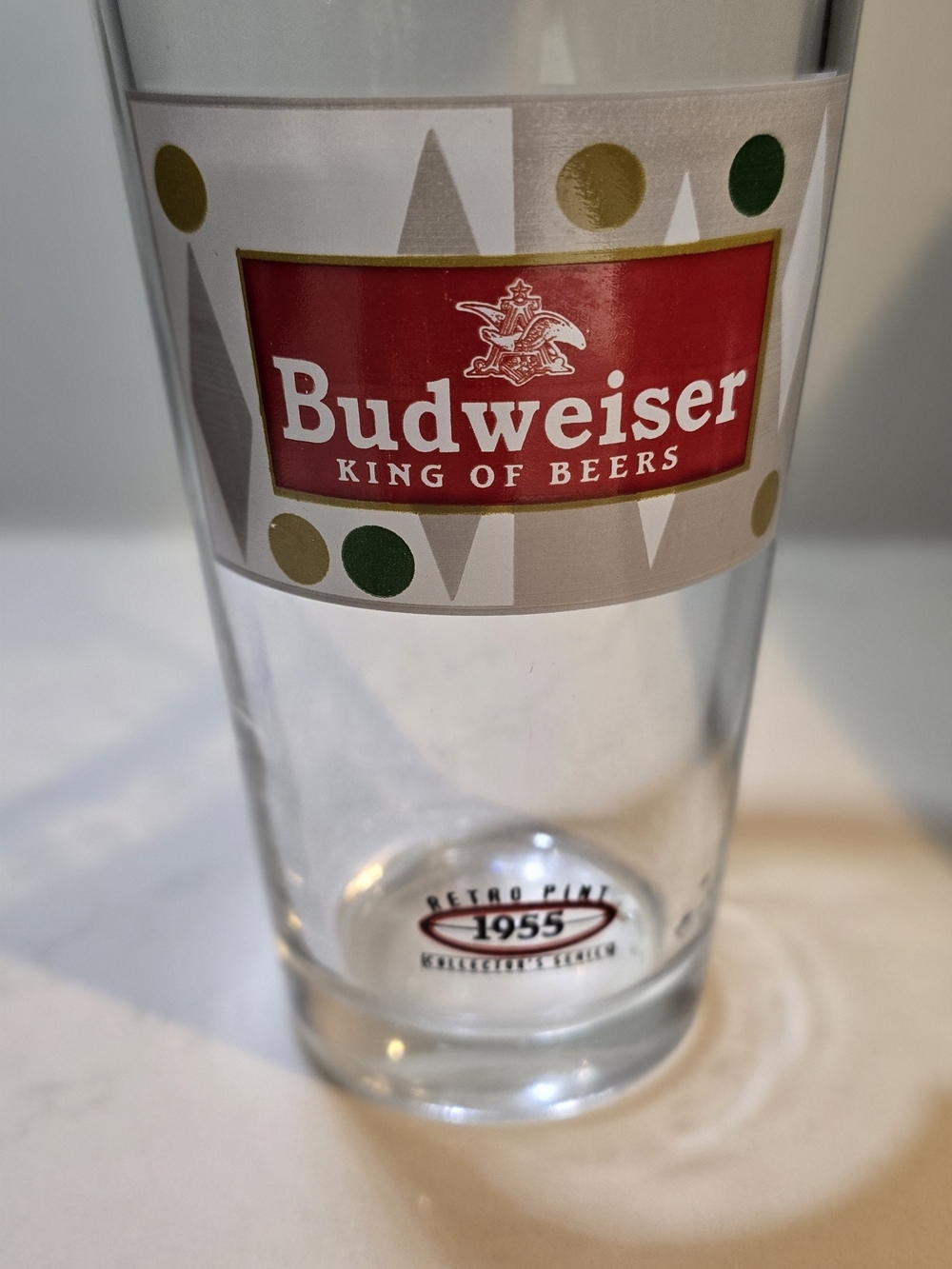 Budweiser Red, Gold and Green Retro Logo Pint Glass